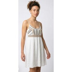 Bubba Embroidered Mini Dress Womens Standard‎ White Excellent Boho Sleeveless
